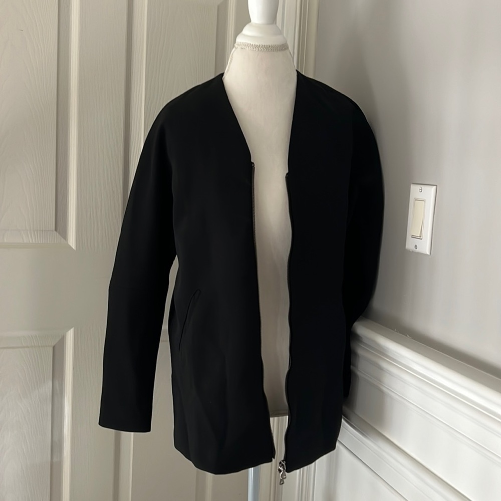 Black zip up blazer made by DressForum